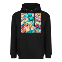 Black hand cream and nail tools with serape and glitter seamless pattern bbs Heavyweight Hoodie - BundleAndBundleShop