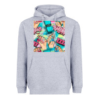 Heather Grey hand cream and nail tools with serape and glitter seamless pattern bbs Heavyweight Hoodie - BundleAndBundleShop