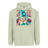 Matcha hand cream and nail tools with serape and glitter seamless pattern bbs Heavyweight Hoodie - BundleAndBundleShop