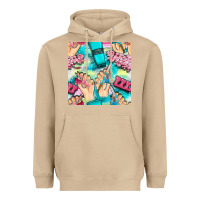 Mushroom hand cream and nail tools with serape and glitter seamless pattern bbs Heavyweight Hoodie - BundleAndBundleShop