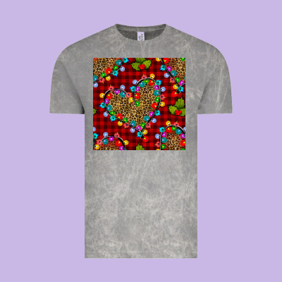 Christmas Lights And Leopard Hearts Seamless Pattern Vintage Tee Designed By Bundleandbundleshop