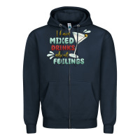 Navy i have mixed drinks about feeling Zipper Hoodie - MaliasSmallBusiness