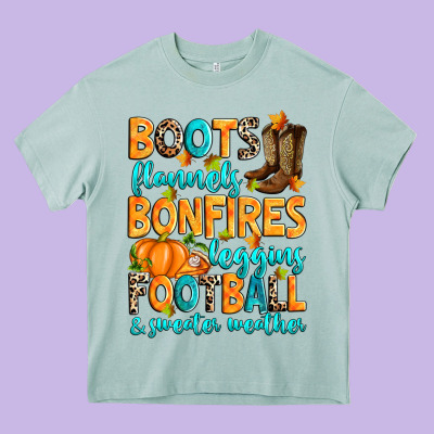 Heavy Core Tee Boots flannels bonfires leggins American Football