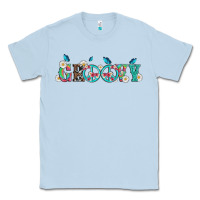 Dusty Blue groovy with peace  sign flowers Classic Tee - Artiststas