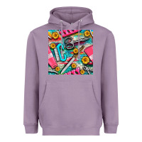 Lavender nail art tools and hand cream with serape and turquoise glitter seamle Heavyweight Hoodie - BundleAndBundleShop