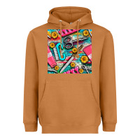 Meerkat nail art tools and hand cream with serape and turquoise glitter seamle Heavyweight Hoodie - BundleAndBundleShop
