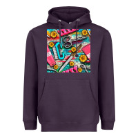 Nail Art Tools And Hand Cream With Serape And Turquoise Glitter Seamle Heavyweight Hoodie | Teevron