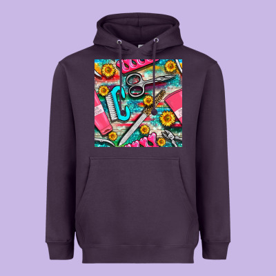 Nail Art Tools And Hand Cream With Serape And Turquoise Glitter Seamle Heavyweight Hoodie Designed By Bundleandbundleshop