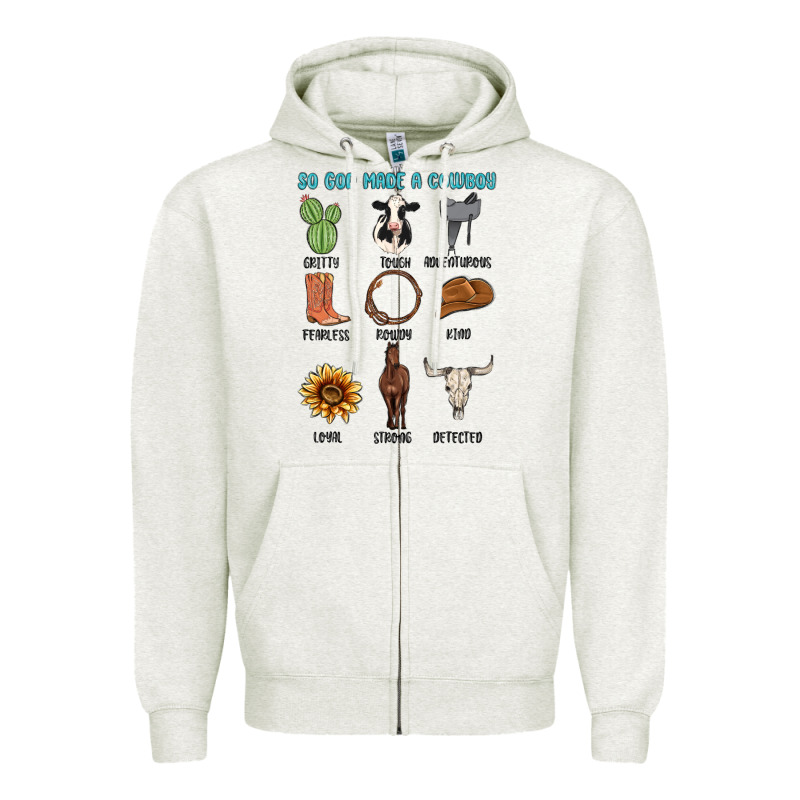 So God Made A Cowboy Zipper Hoodie by MaliasSmallBusiness | Teevron