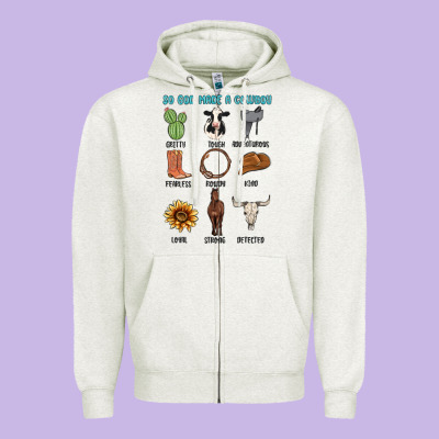 So God Made A Cowboy Zipper Hoodie Designed By Maliassmallbusiness