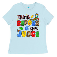 Baby Blue think before you judge Ladies Tee - JahusDesignShop
