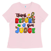 Bubblegum Pink think before you judge Ladies Tee - JahusDesignShop
