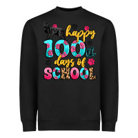Black happy 100th days of school cat Heavyweight Sweatshirt - Artiststas