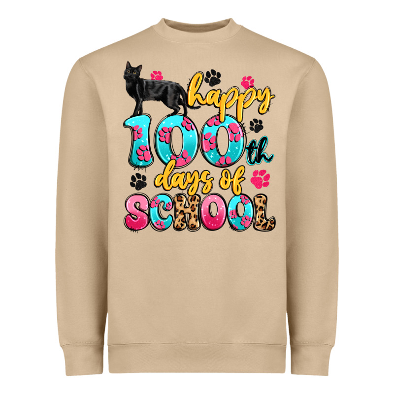 Happy 100th Days Of School Cat Heavyweight Sweatshirt by Artiststas | Teevron