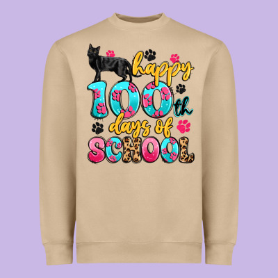 Happy 100th Days Of School Cat Heavyweight Sweatshirt Designed By Artiststas