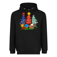 Black Christmas With Ice Hockey Trees Heavyweight Hoodie - BundleAndBundleShop