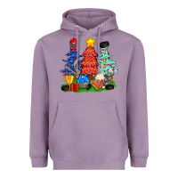 Lavender Christmas With Ice Hockey Trees Heavyweight Hoodie - BundleAndBundleShop