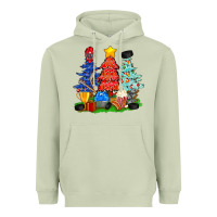 Matcha Christmas With Ice Hockey Trees Heavyweight Hoodie - BundleAndBundleShop