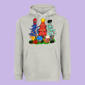 Christmas With Ice Hockey Trees Heavyweight Hoodie Designed By Bundleandbundleshop