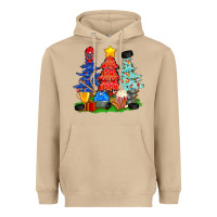 Mushroom Christmas With Ice Hockey Trees Heavyweight Hoodie - BundleAndBundleShop