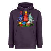 Plum Christmas With Ice Hockey Trees Heavyweight Hoodie - BundleAndBundleShop