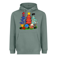 Sage Christmas With Ice Hockey Trees Heavyweight Hoodie - BundleAndBundleShop