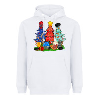White Christmas With Ice Hockey Trees Heavyweight Hoodie - BundleAndBundleShop