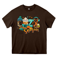 Chocolate Brown Cozy season Fall Heavy Core Tee - RanaPortraitStore