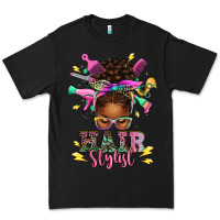 Black hair stylist afro messy bun Premium Tee - texasbilliewilder