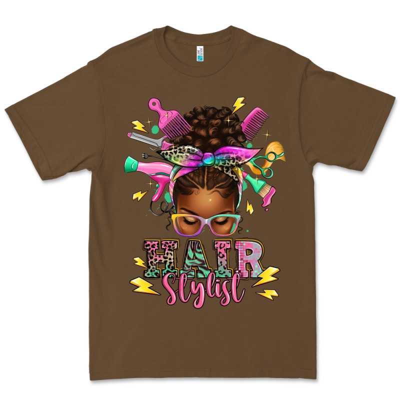 Hair Stylist Afro Messy Bun Premium Tee by texasbilliewilder | Teevron
