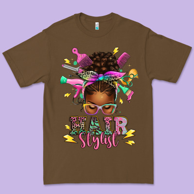 Premium Tee hair stylist afro messy bun