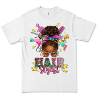 White hair stylist afro messy bun Premium Tee - texasbilliewilder