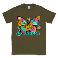 Army Green dreamer with Butterfly and sunflowers Classic Tee - Artiststas