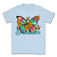 Dusty Blue dreamer with Butterfly and sunflowers Classic Tee - Artiststas