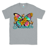 Heather Grey dreamer with Butterfly and sunflowers Classic Tee - Artiststas