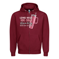 Burgundy long neck ice cold stanley never broke my heart Zipper Hoodie - MaliasSmallBusiness
