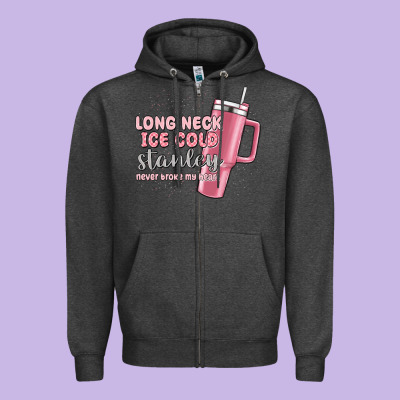 Long Neck Ice Cold Stanley Never Broke My Heart Zipper Hoodie Designed By Maliassmallbusiness