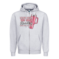 Heather Grey long neck ice cold stanley never broke my heart Zipper Hoodie - MaliasSmallBusiness