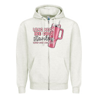 Oatmeal Heather long neck ice cold stanley never broke my heart Zipper Hoodie - MaliasSmallBusiness