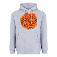 Heather Grey Thanksgiving Turkey With Tartan Patch Heavyweight Hoodie - BundleAndBundleShop