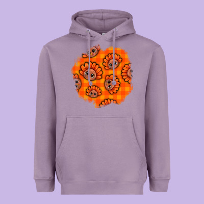 Thanksgiving Turkey With Tartan Patch Heavyweight Hoodie Designed By Bundleandbundleshop