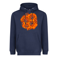 Navy Thanksgiving Turkey With Tartan Patch Heavyweight Hoodie - BundleAndBundleShop