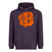 Plum Thanksgiving Turkey With Tartan Patch Heavyweight Hoodie - BundleAndBundleShop