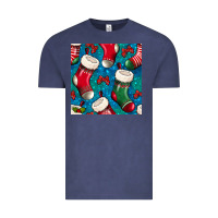 Vintage Denim christmas socks seamless pattern Vintage Tee - BundleAndBundleShop