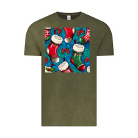 Vintage Olive christmas socks seamless pattern Vintage Tee - BundleAndBundleShop