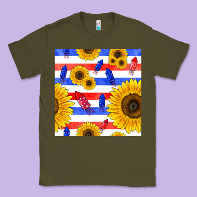 Patriotic Sunflowers Classic Tee Designed By Bundleandbundleshop
