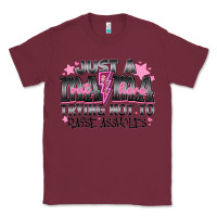 Burgundy Just a Mama Out Here Trying Not To Raise Assholes Classic Tee - CowhideDigitalArt