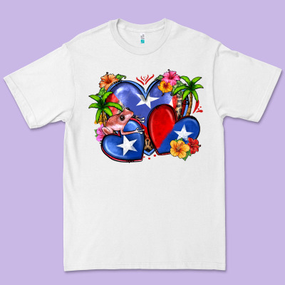 Puerto Rico Hearts Premium Tee Designed By Zillion Design Studio
