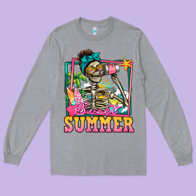 Sweet Summer Skeleton Long Sleeve Tee Designed By Jasminsmagicworld