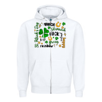 White st. patricks day doodle Zipper Hoodie - MaliasSmallBusiness